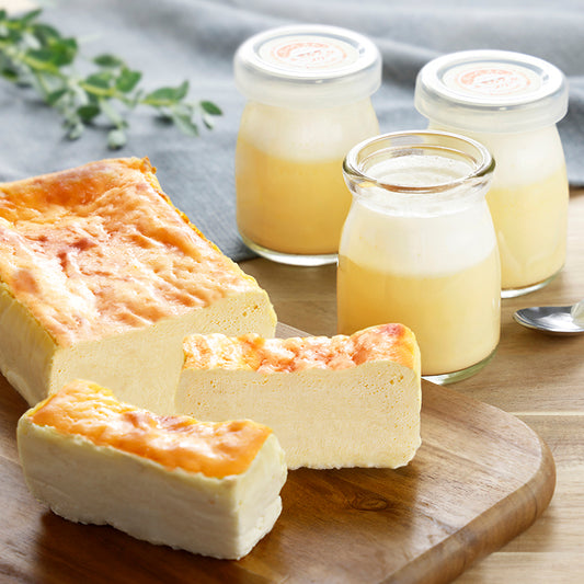 『夕しぼり』ミルクチーズケーキ2種セット【ホール500g＋瓶詰め3個】〈Story of cheesecake.Ehime made〉